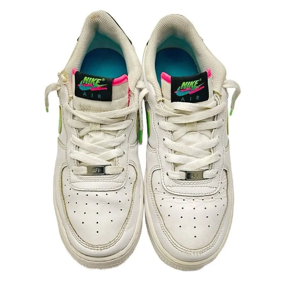 Nike Air Force 1 '07 LV8 White Aquamarine Green Strike DJ5154-100 Size US 7Y‎